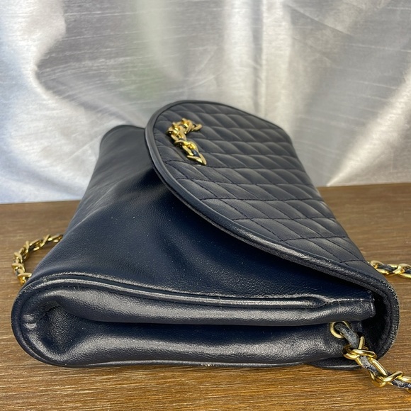 Vanessa Navy Quilted Braided Foldover Shoulder Bag - Picture 8 of 9
